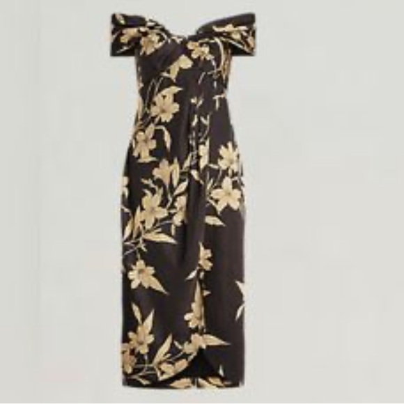 Lauren Ralph Lauren Floral Linen Off the Shoulder Cocktail Dress  NWT - Picture 3 of 16